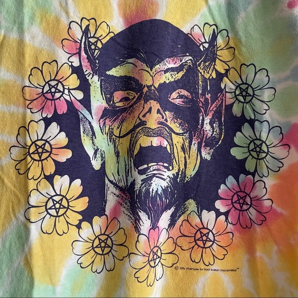 One of a Kind Tie Die Devil T Shirt - Picture 2 of 4
